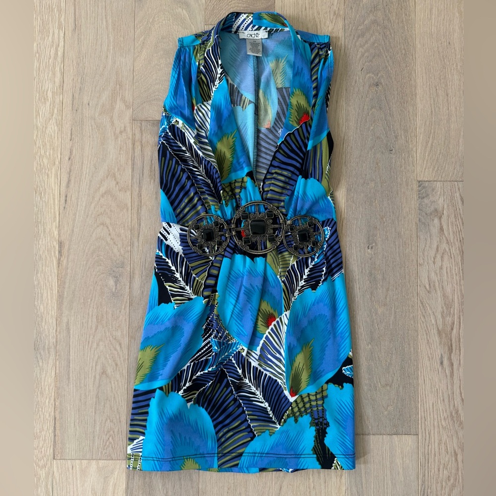 Cache Blue and Green Sleeveless Blouse